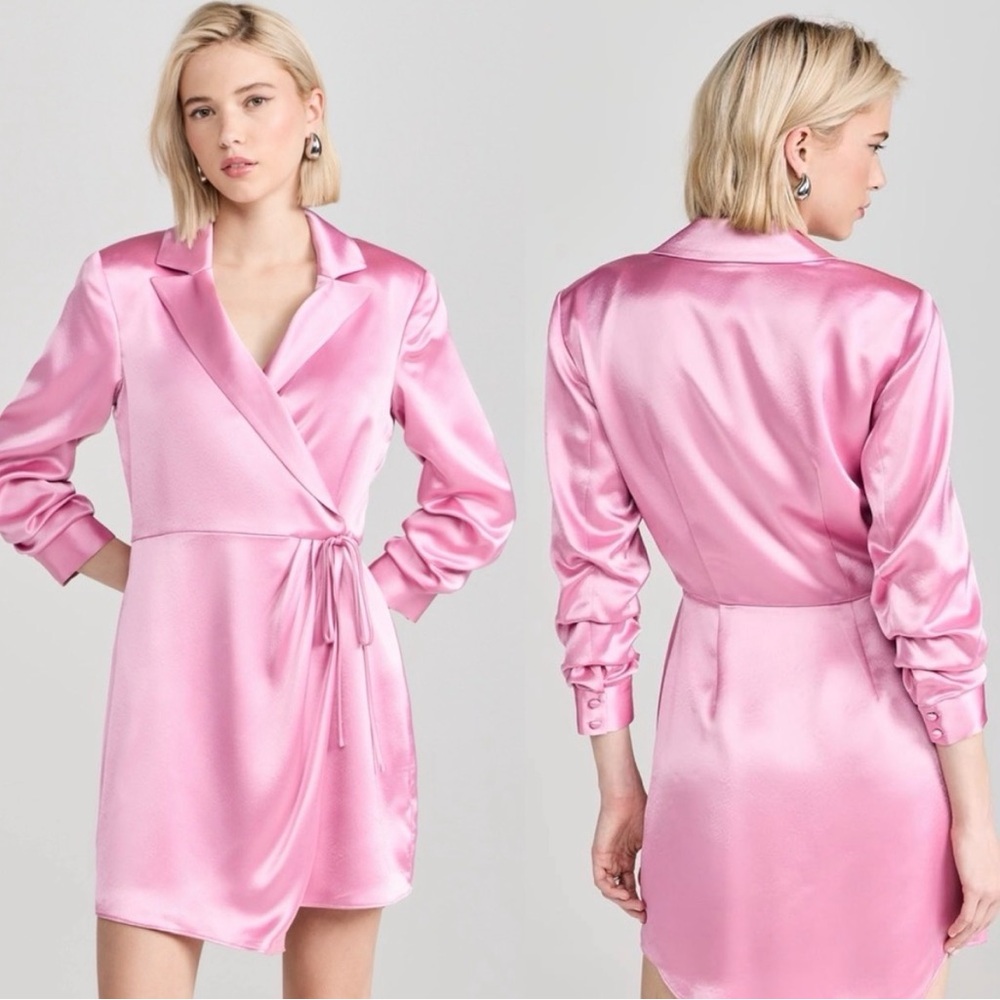 NWT Cinq‎ à Sept Sabina Satin Wrap Dress in Primrose Pink.